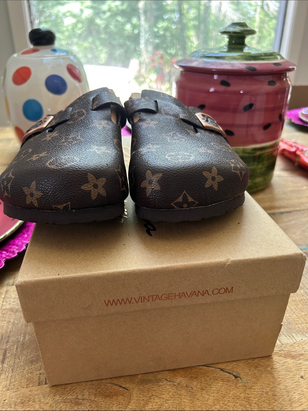 Monogram Brown Slip-On Clog Mules look great and great quality NWOT - Picture 2 of 9